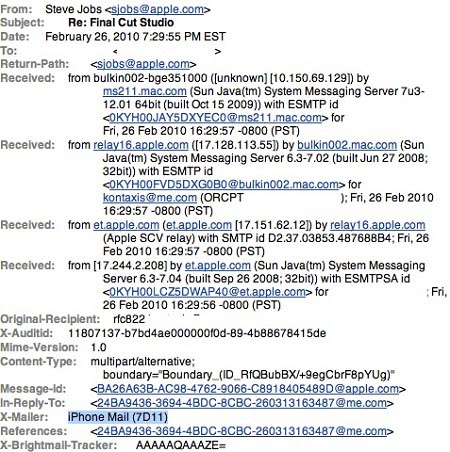 Mail de Stev Jobs