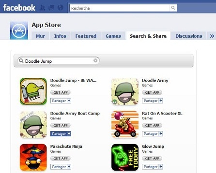 Les applications se partagent aussi sur Facebook