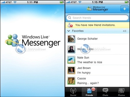 Windows Live Messenger arrive sur iPhone : Les premieres images