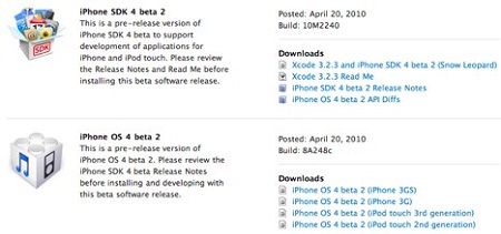 iPhone OS 4.0 bêta 2 disponible pour les développeurs (Màj)