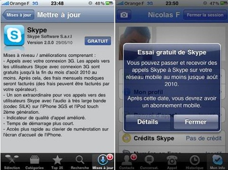 Skype 2.0 : Les appels en 3G fonctionnent enfin !