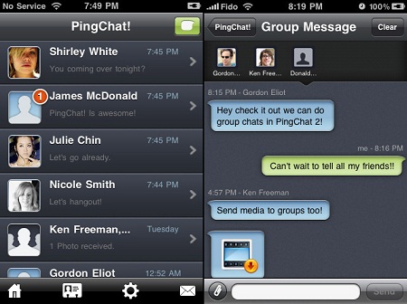 PingChat! 2 : Discuter gratuitement en push avec vos amis