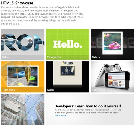 HTML5 sur le site d'Apple
