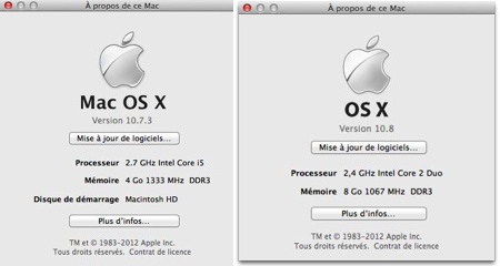 OS X 10.7.3 10.8 a propos mac