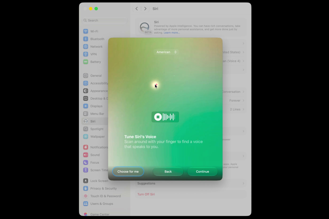 macOS 27 prépare une nouvelle interface pour choisir la voix de Siri